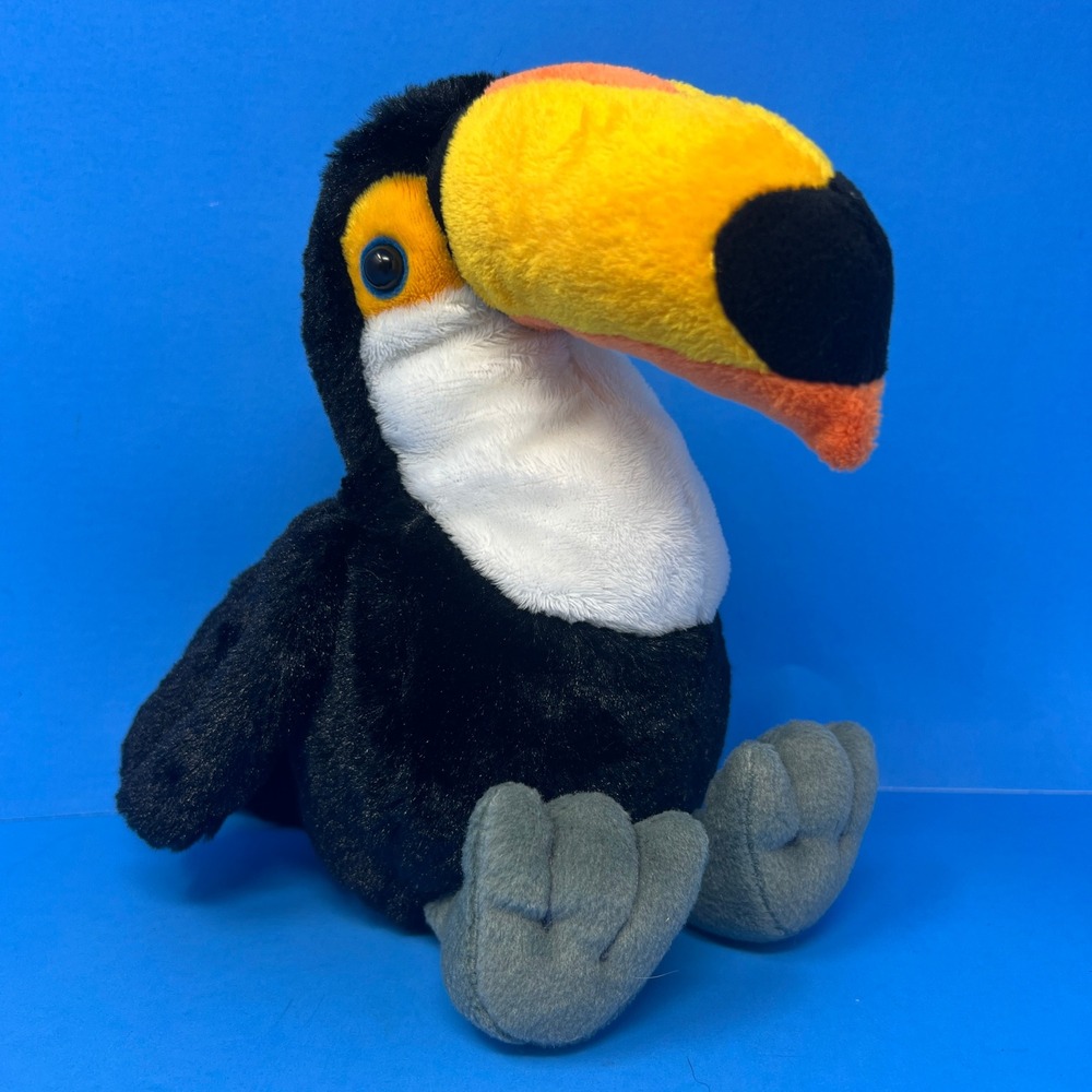 Ganz Toucan Plush 8 Inch Black Yellow Orange Tropical Bird Stuffed Animal